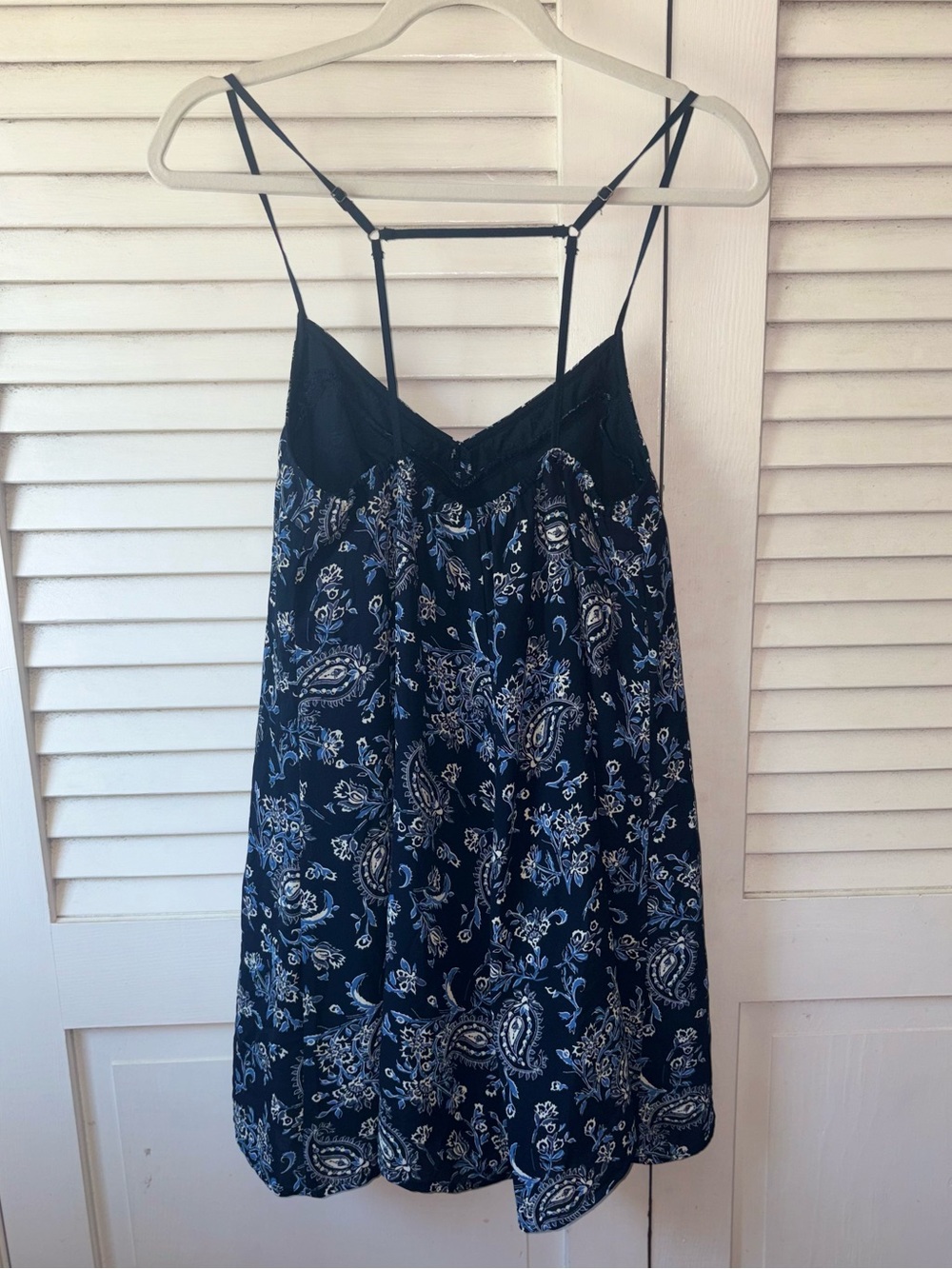 Abercrombie & Fitch Navy Paisley Slip Dress Small 90s Inspired Cami Mini Dress - Picture 3 of 5